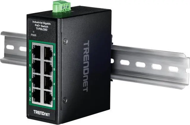 Alt view image 4 of 5 - TRENDnet 8-Port Industrial Gigabit PoE+ DIN-Rail Mini Switch, TI-PGLC80, 8 x Gigabit PoE+ Ports, 200W PoE+ Power Budget, 16Gbps Switching Capacity, NDAA & TAA Compliant