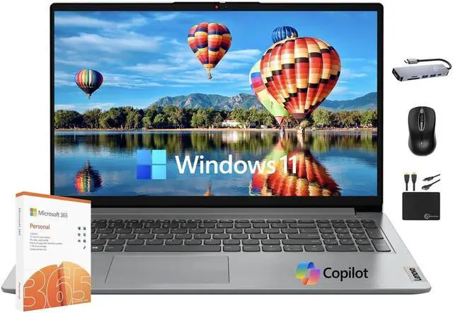 Main image of Lenovo IdeaPad Newest Slim Laptop, 20GB RAM, 1TB Storage (512GB SSD & 500GB External), Dual Core Intel Processor, 15.6 Inch Anti-Glare Display, WiFi 6, HD Webcam, Long Battery, Office 365, Win 11