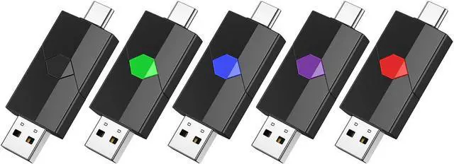 Main image of Aiibe 128GB USB C Flash Drive 5 Pack USB Drive Type C + USB A 128GB Flash Drive Push-Pull USB 2.0 Memory Stick USB C Thumb Drive Jump Drive (5 Pack, Black Green Red Blue Purple)