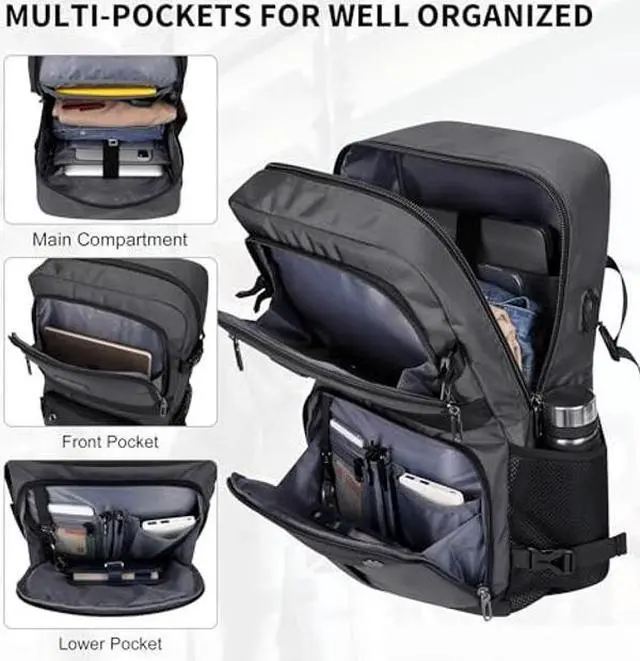 Alt view image 3 of 5 - WITZMAN Carry on Travel Backpack for Men Women Laptop Backpack with USB Charging Port Airline Approved(B683 Silvery Grey)