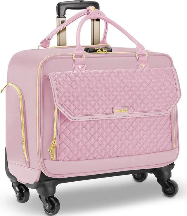 Main image of Arcoyard Rolling Laptop Bag, Briefcase for Women with 4 Spinner Wheels and Telescopic Extendable Handle, Roller Computer Bag for Work Travel Carry On Luggage, TSA Friendly Design, Pink