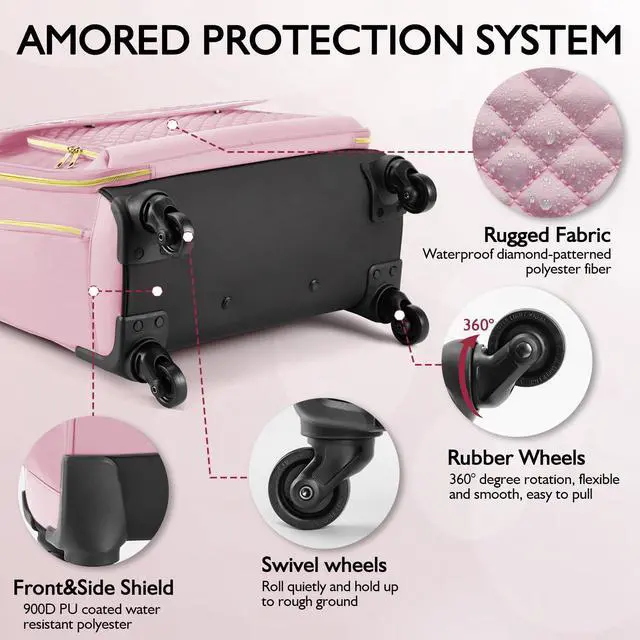 Alt view image 3 of 5 - Arcoyard Rolling Laptop Bag, Briefcase for Women with 4 Spinner Wheels and Telescopic Extendable Handle, Roller Computer Bag for Work Travel Carry On Luggage, TSA Friendly Design, Pink