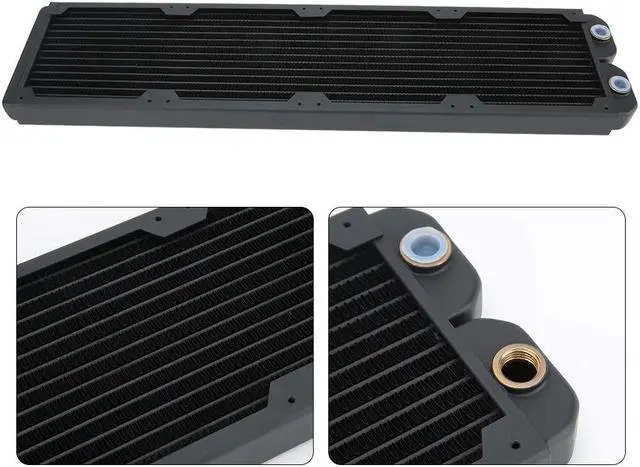 Alt view image 2 of 5 - Copper Radiator 480mm, Water Cooling Radiator, 14 Tubes Heat Exchanger CPU Heatsink Cooler Fast Heat Dissipation for PC Computer - Black