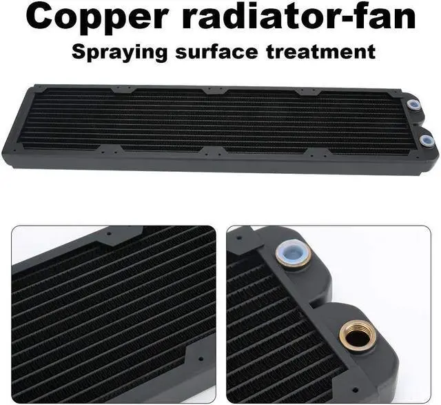Alt view image 5 of 5 - Copper Radiator 480mm, Water Cooling Radiator, 14 Tubes Heat Exchanger CPU Heatsink Cooler Fast Heat Dissipation for PC Computer - Black