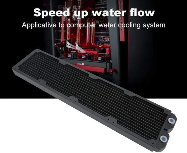 Alt view image 4 of 5 - Copper Radiator 480mm, Water Cooling Radiator, 14 Tubes Heat Exchanger CPU Heatsink Cooler Fast Heat Dissipation for PC Computer - Black