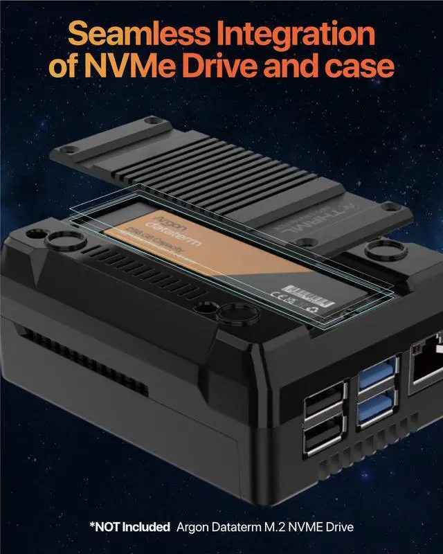 Alt view image 3 of 5 - Argon NEO 5 M.2 NVME PCIE Case for Raspberry Pi 5 | Aluminum case with Built-in Fan