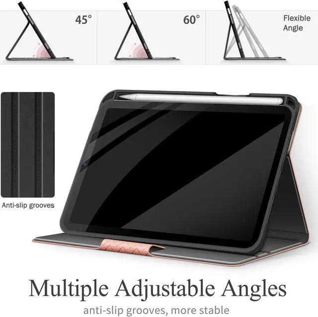Alt view image 3 of 5 - auaua Case for iPad Mini 7 (A17 Pro, 2024) / iPad Mini 6 Case (2021) 8.3 inch with Pencil Holder, Multiple Viewing Angles, Magnetic Closure, Auto Sleep/Wake (Pink)