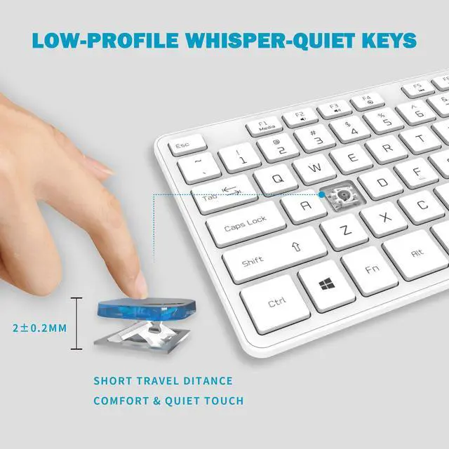Alt view image 2 of 5 - B.FRIENDIT Wired USB Keyboard, Comfortable Quiet Chocolate Keys, Durable Ultra-Slim Wired Computer Keyboard, QWERTY Layout for PC, Windows 11/10/8/7, KB1430 - White