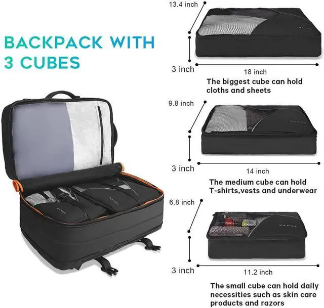 Alt view image 4 of 5 - BANGE 35L Backpack, Carry On Backpack Convertible Duffle Bag Fit for 17.3 Inch Laptop for Men and Women