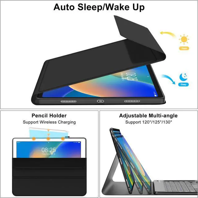 Alt view image 4 of 5 - iPad Pro 12.9 Case with Keyboard, Detachable Bluetooth Keyboard, Slim Protection Case with Pencil Holder for iPad Pro 12.9 2nd 2017/1st 2015 Gen (SM-A1670/A1671/A1584/A1652), Auto Sleep/Wake Up, Black