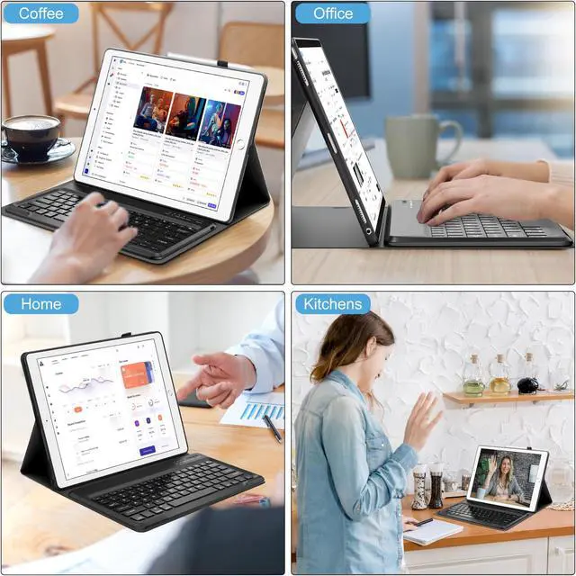 Alt view image 3 of 5 - iPad Pro 12.9 Case with Keyboard, Detachable Bluetooth Keyboard, Slim Protection Case with Pencil Holder for iPad Pro 12.9 2nd 2017/1st 2015 Gen (SM-A1670/A1671/A1584/A1652), Auto Sleep/Wake Up, Black