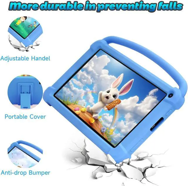 Alt view image 5 of 5 - 7 inch Kids Tablet, Android 12 Tablet for Kids, 4GB RAM+32GB ROM+1TB Expand, Toddler Tablet with Shockproof Case, Parental Contral, 1024*600 IPS Screen, 3000mAh Battery, Educational, Games, Blue