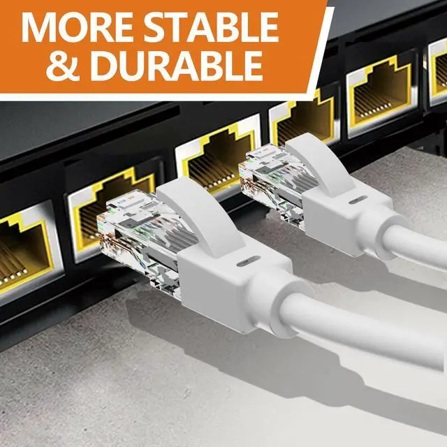 Alt view image 2 of 5 - Brozzag 250 Ft Ethernet Cable for Cat5E/Cat6, 10Gbps 24AWG Cat6 Network Cable, Direct Burial Cable, UTP, LLDPE, RJ45 Patch LAN Cord, Waterproof, Indoor&Outdoor, Cat 5E Internet Cable in White for PC