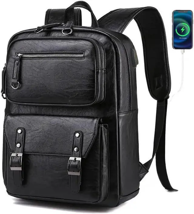 Main image of CHAO RAN Leather Backpack For Men Business Laptop Backpack Waterproof Travel College Backpack Daily Work Bags