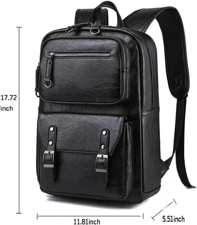 Alt view image 2 of 5 - CHAO RAN Leather Backpack For Men Business Laptop Backpack Waterproof Travel College Backpack Daily Work Bags