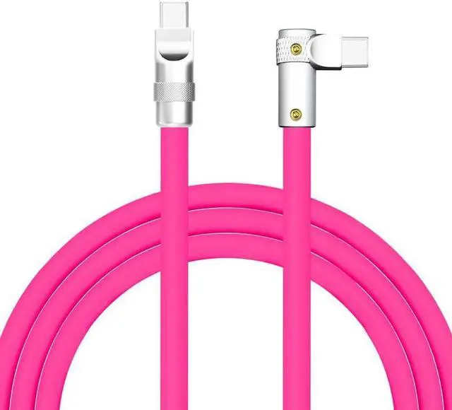 Main image of chubbycable FlexElbow Pro - 90deg Design 100W Fast Charge Cable Ultra-Thick Silicone Right Angle USB C Cable Universal Phone Tablets Charging Cord, Rose Red, Type-C to Type-C, 4.9FT
