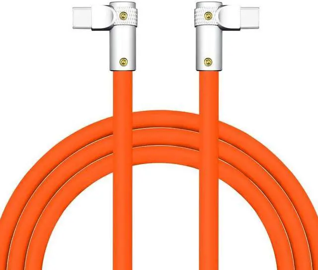 Main image of chubbycable FlexElbow Pro - 90deg Design 100W Fast Charge Cable Ultra-Thick Silicone Right Angle USB C Cable Universal Phone Tablets Charging Cord, Orange, Double Elbow Type C to Type C, 9.8FT