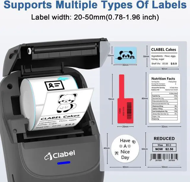 Alt view image 2 of 5 - CLABEL Label Maker Machine with Tape 221B Inkless Label Printer Handheld Barcode Printer Compatible with Phone & PC for Retail School Office Organization Label Makers with APP Gray