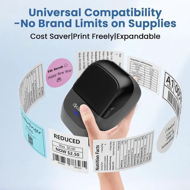 Alt view image 3 of 5 - CLABEL Label Maker Machine with Tape 221B Inkless Label Printer Handheld Barcode Printer Compatible with Phone & PC for Retail School Office Organization Label Makers with APP Gray