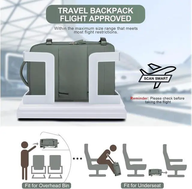 Alt view image 3 of 5 - coofay Large Travel Backpack For Women Men Airline Approved Carry On Backpack Flight Approved Waterproof Sports Luggage Backpack Casual Daypack Small Hiking Backpack