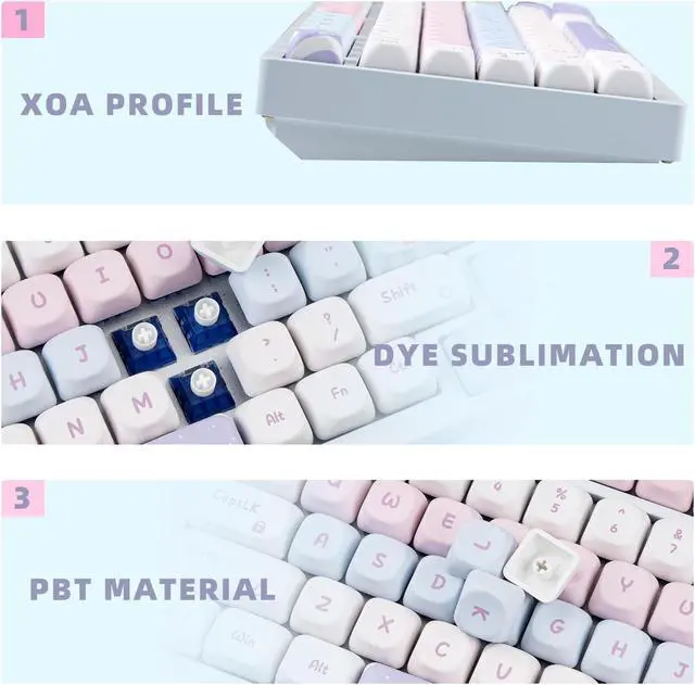 Alt view image 3 of 5 - COOMICKEY PBT Keycaps 130 Keys Cute Keycaps Dye-Sublimation Kawaii Keycaps Set XOA Profile Custom Keycaps for Cherry Gateron MX Swithes Mechanical Keyboards
