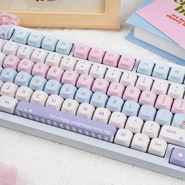 Alt view image 5 of 5 - COOMICKEY PBT Keycaps 130 Keys Cute Keycaps Dye-Sublimation Kawaii Keycaps Set XOA Profile Custom Keycaps for Cherry Gateron MX Swithes Mechanical Keyboards