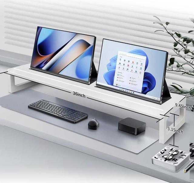 Alt view image 3 of 5 - DEEDRR Dual Monitor Stand Riser - 36-Inch Computer Monitor Stand with Multifunctional Slot for 2 Monitors, Multi-Purpose Desktop Storage for Laptop, Printer, TV