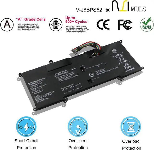 Alt view image 4 of 5 - MULS VJ8BPS52 35Wh Laptop Battery for Sony VAIO S11 S13 SX14 Notebook VJS112C0111B VJS112C0411T VJS112C0711B VJS112C1011B VJ-S13-1X0111B VJS131C0111B VJS132C0411B VJS141C0111R 4610mAh