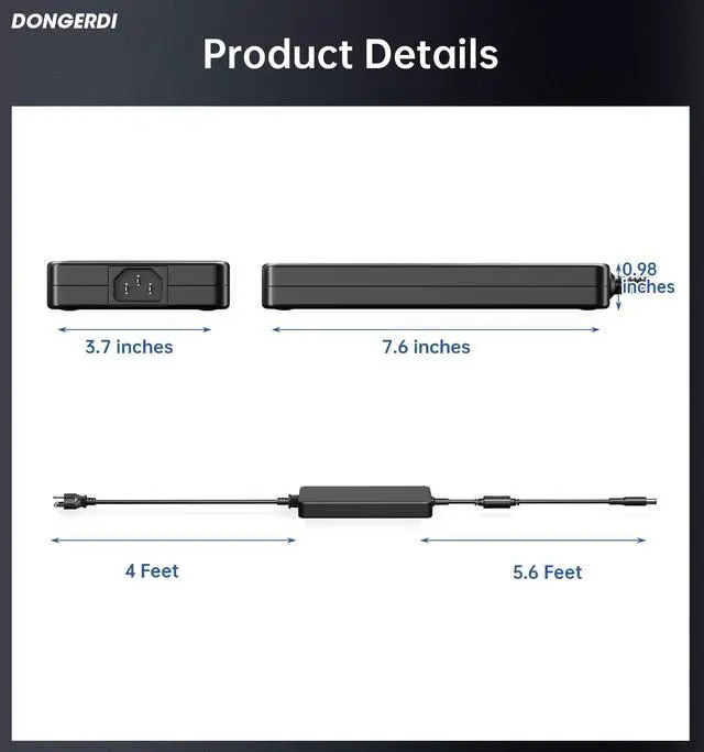 Alt view image 4 of 5 - 240W AC Charger for Dell Alienware 15 17 R1 R2 R3 R4 R5 M15 M17 M11X M14X M17X G3 G5 G7 Precision 7710 7540 M6400 M6500 M6700 M6800 M4300 Power Adapter Supply Cord