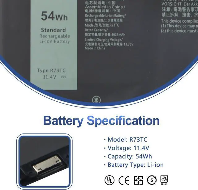 Alt view image 2 of 5 - ANTIEE R73TC DR02P Laptop Battery Replacement for Dell Latitude 3340 3440 3480 3540 3580 5340 5440 5540 Series Notebook 2X1V9 GTG7N GRWKG KDM9P with Installation Tools 11.4V 54Wh 4623mAh