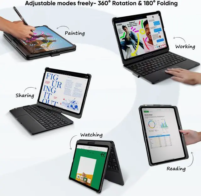 Alt view image 3 of 5 - doqo iPad Pro 13 inch Case with Keyboard (M4, 2024),Keyboard case for iPad Pro 13 2024 with Multi-Touch Trackpad, 7 Colors Backlight & 360degRotatable,Thin&Light for iPad Pro 13 M4 Black