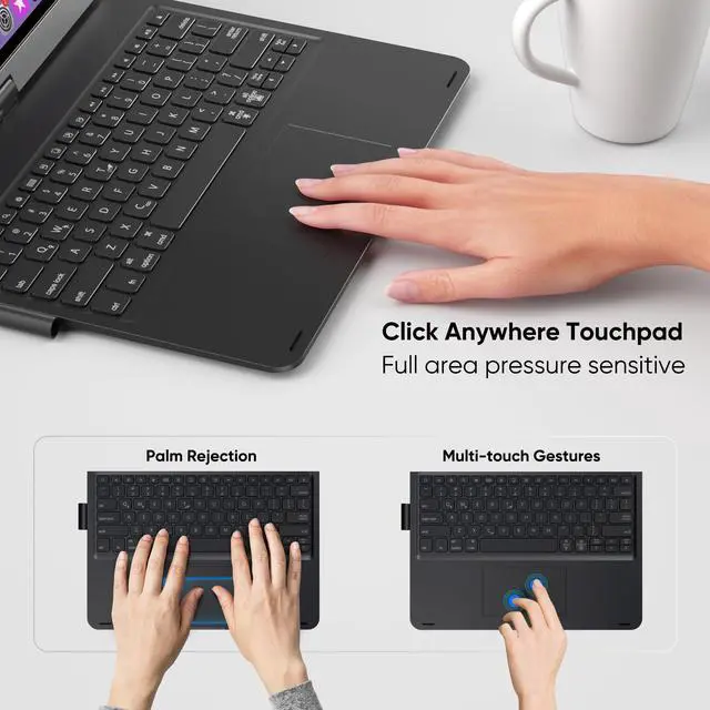 Alt view image 4 of 5 - doqo iPad Pro 13 inch Case with Keyboard (M4, 2024),Keyboard case for iPad Pro 13 2024 with Multi-Touch Trackpad, 7 Colors Backlight & 360degRotatable,Thin&Light for iPad Pro 13 M4 Black