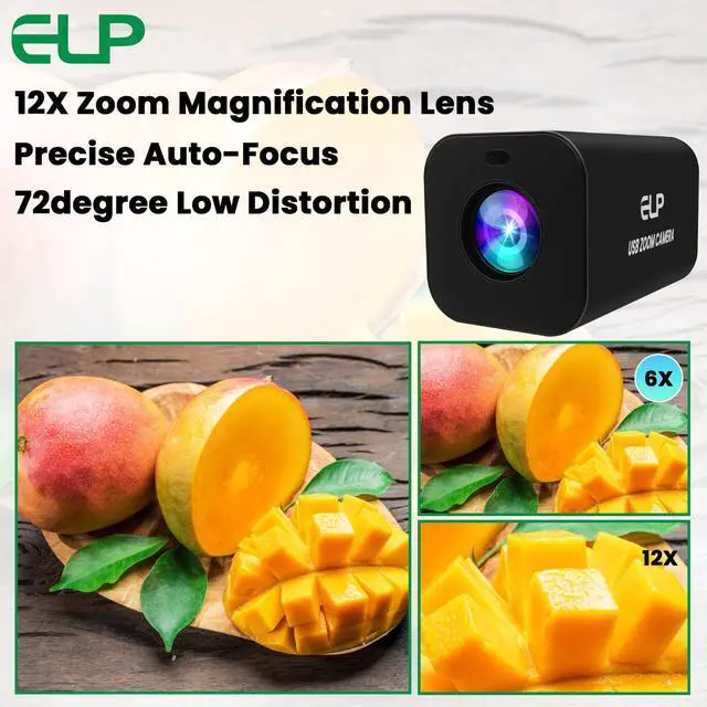 Alt view image 2 of 5 - ELP 12X Zoom 4K 30fps USB Camera 1080P 60fps HDMI USB Webcam Autofocus Manual Zoom Infrared Remote Control PC Camera H.265 H.264 High Speed Web Camera for Church Streaming Video Conference (12X Zoom)
