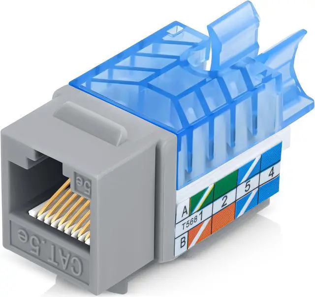 Main image of Everest 45deg Angled CAT5e Keystone Jack in Grey - Slim Profile, UTP RJ45 Female Ethernet Connector - Compatible with 45deg Angled Speed Termination Tool - 45Term - 50-Pack