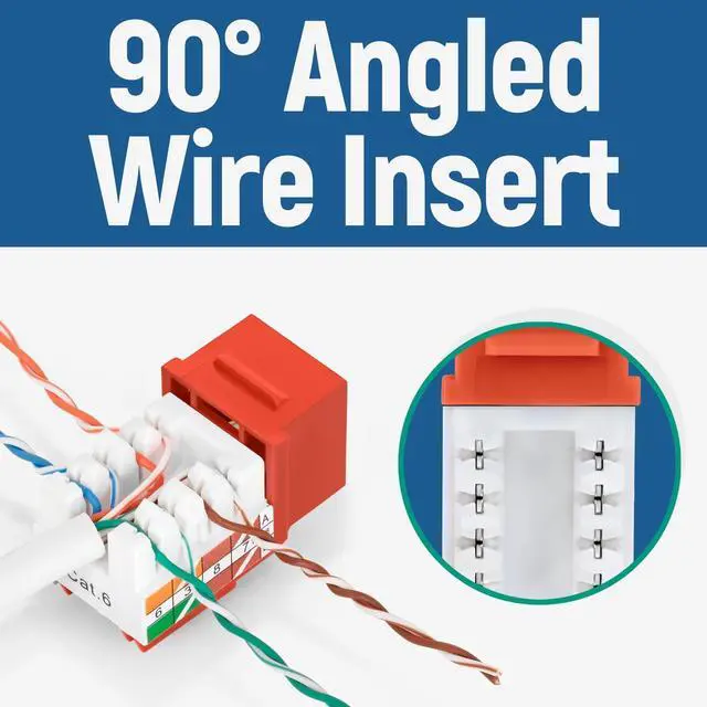 Alt view image 5 of 5 - Bundle - 3 Items: easyJACK - 90deg Angled Speed Termination Tool + Replacement Head + 90deg Angled Cat6 Keystone Jacks in Orange (50 Pack)