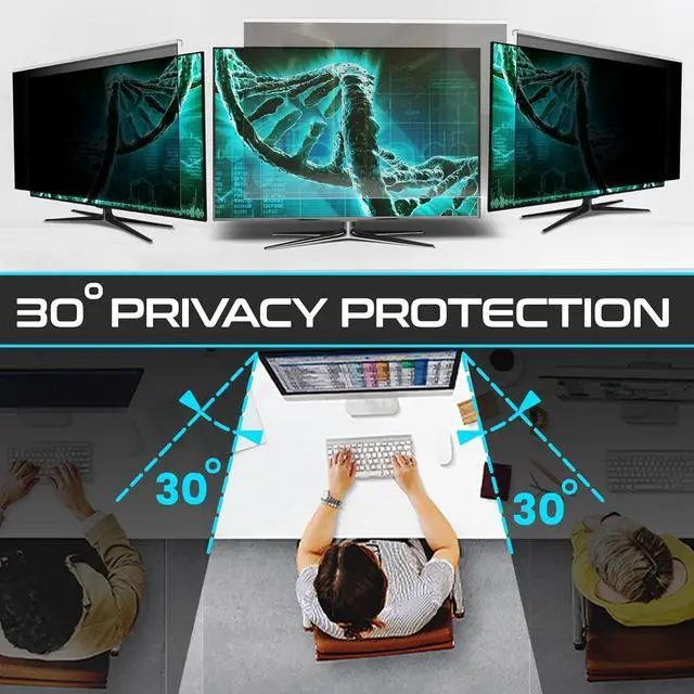 Alt view image 2 of 5 - EZ-Pro Screen Protector [Pack of 2] Privacy Screen Panel for 32 inches (Screen Measured Diagonally) Computer Monitor, Anti Blue Light, Easy Installation, Screen Panel Size 17.3" Height x 28.7" Width