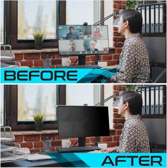 Alt view image 4 of 5 - EZ-Pro Screen Protector [Pack of 2] Privacy Screen Panel for 32 inches (Screen Measured Diagonally) Computer Monitor, Anti Blue Light, Easy Installation, Screen Panel Size 17.3" Height x 28.7" Width