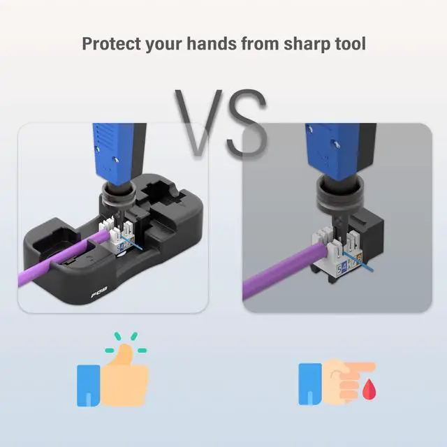 Alt view image 4 of 5 - FGB 50-Pack Cat6 Keystone Jacks with Punch Down Stand, Slim Profile RJ45 Ethernet Keystone Couplers, 90deg Compact Design, 10Gbps High-Speed Performance, Black