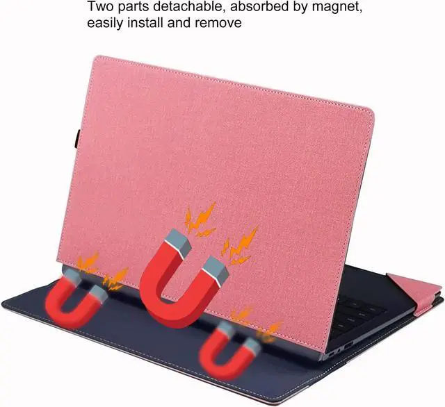 Alt view image 3 of 5 - Laptop Case Cover for Hp Envy X360 15-fe 15t-fe 15.6" 2-in-1 & Envy X360 15-fh 15z-fh 2023 Newest [Do Check Model] Notebook Sleeve Computer Bag Protective PU Leather Shell (Pink)