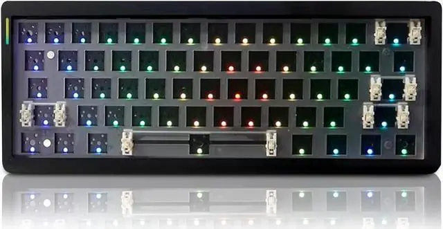 Main image of FKZ GMK61 60% Keyboard Kit,Hot Swappable PCB Custom RGB Gaming Keyboard Tri-Mode BT5.0/2.4Ghz/USB-C Wired Barebones Keyboard Gasket Mount 61 Keys Programmable Mechanical Keyboard DIY Kit (Black)