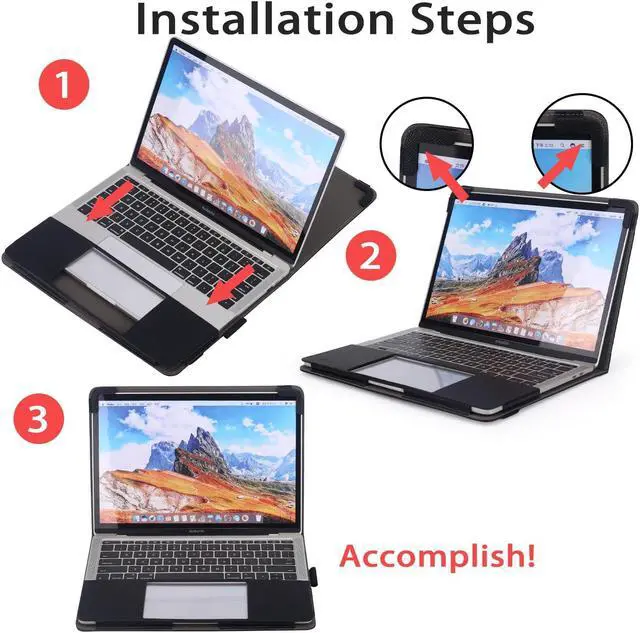 Alt view image 4 of 5 - Compatible with Pro Case 13 Inch,PU Leather Case Fits for Model M2 M1, 2024 2023, 2022-2016 A2338 A2289 A2251 A2159 A1989 A1708 A1706, with Kickstand Vents Pocket and Pen Holder