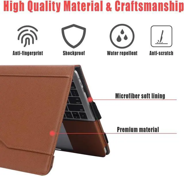 Alt view image 5 of 5 - Compatible with Pro Case 13 Inch,PU Leather Case Fits for Model M2 M1, 2024 2023, 2022-2016 A2338 A2289 A2251 A2159 A1989 A1708 A1706, with Kickstand Vents Pocket and Pen Holder