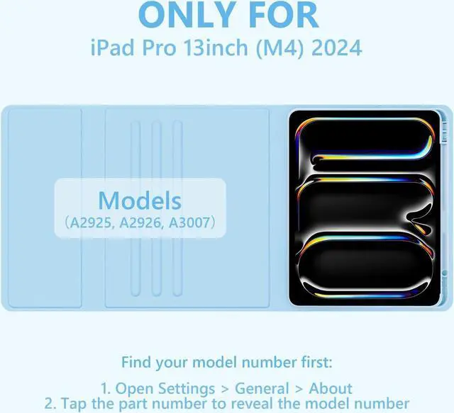 Alt view image 2 of 5 - FUWANG Keyboard Case for iPad Pro 13 Inch (M4) 2024, Magnetic Detachable for iPad Pro 13 inch Case 2024 with Keyboard - Wireless Color Keys Keyboard Case for iPad Pro 13 inch with Pencil Holder, Blue