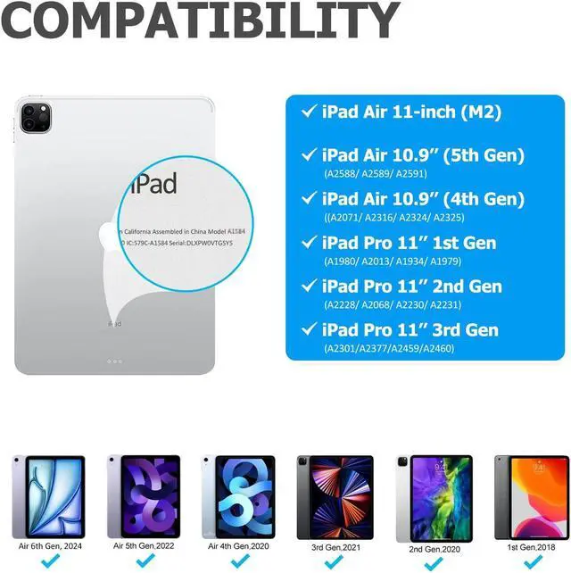 Alt view image 2 of 5 - Magic-Style Keyboard Case for 10.9 inch iPad Air (2022, 5th/4th Gen), iPad Pro 11 inch (2022, 4th/3rd/2nd/1st Gen) Multi Touch Trackpad, Detachable Magnetic, Wireless Bluetooth Keyboard (White)