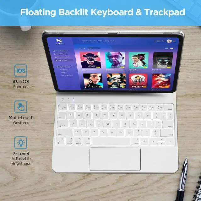 Alt view image 5 of 5 - Magic-Style Keyboard Case for 10.9 inch iPad Air (2022, 5th/4th Gen), iPad Pro 11 inch (2022, 4th/3rd/2nd/1st Gen) Multi Touch Trackpad, Detachable Magnetic, Wireless Bluetooth Keyboard (White)