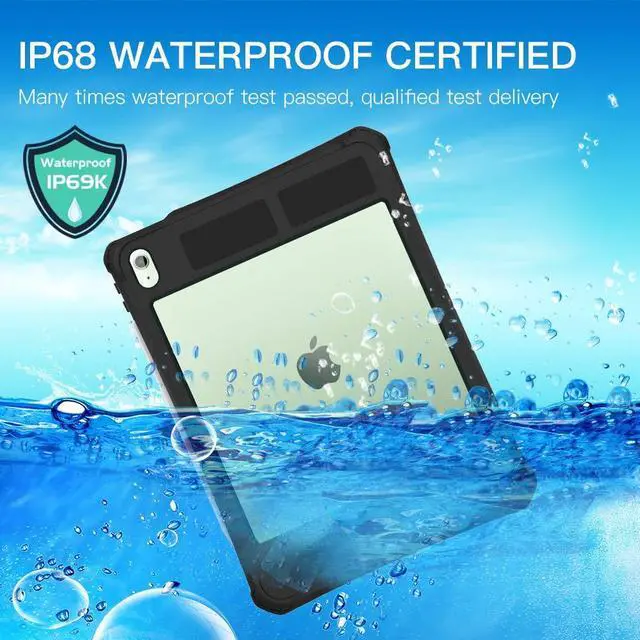 Alt view image 2 of 5 - Waterproof Case for iPad Air 11 Inch Case M3/M2 (2025/2024) with Screen Protector with Pencil Holder & Stand & Shoulder Strap & Handle, Full-Body Rugged Cover, Black