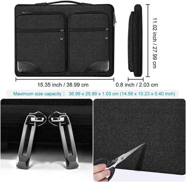 Alt view image 2 of 5 - Hseok Laptop Sleeve 15 15.6 16 inches Case Protective PC Briefcase for Commuting and Business Trip,Carbon