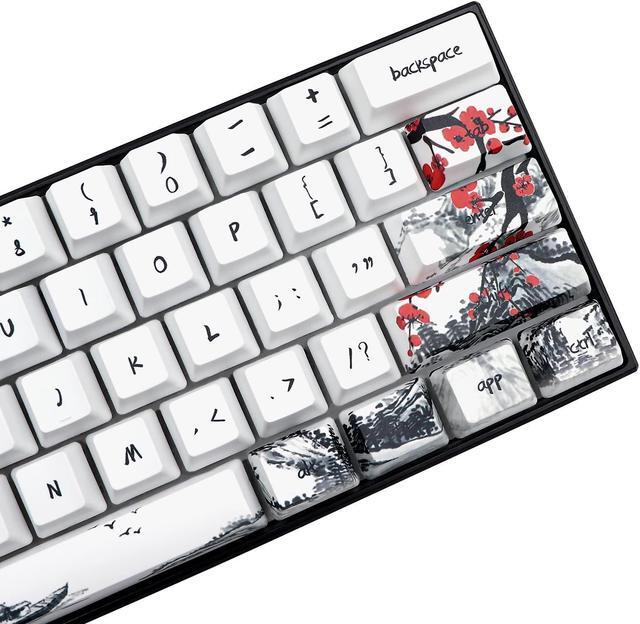 Alt view image 3 of 5 - JSJT Custom Keycap-Keycaps 60 Percent, Suitable for GK61/GK64/RK61/Anne/GH60 /ALT61 Mechanical Keyboards, 71 Key Set, OEM Profile PBT Keycaps with Keycap Puller (Plum Blossom Keycaps)