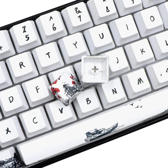Alt view image 2 of 5 - JSJT Custom Keycap-Keycaps 60 Percent, Suitable for GK61/GK64/RK61/Anne/GH60 /ALT61 Mechanical Keyboards, 71 Key Set, OEM Profile PBT Keycaps with Keycap Puller (Plum Blossom Keycaps)