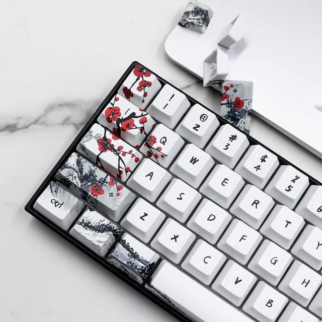 Alt view image 5 of 5 - JSJT Custom Keycap-Keycaps 60 Percent, Suitable for GK61/GK64/RK61/Anne/GH60 /ALT61 Mechanical Keyboards, 71 Key Set, OEM Profile PBT Keycaps with Keycap Puller (Plum Blossom Keycaps)